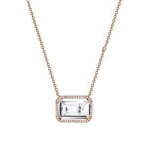NWT SHAY Deco Eye White Topaz & Diamond Portrait Pendant Necklace